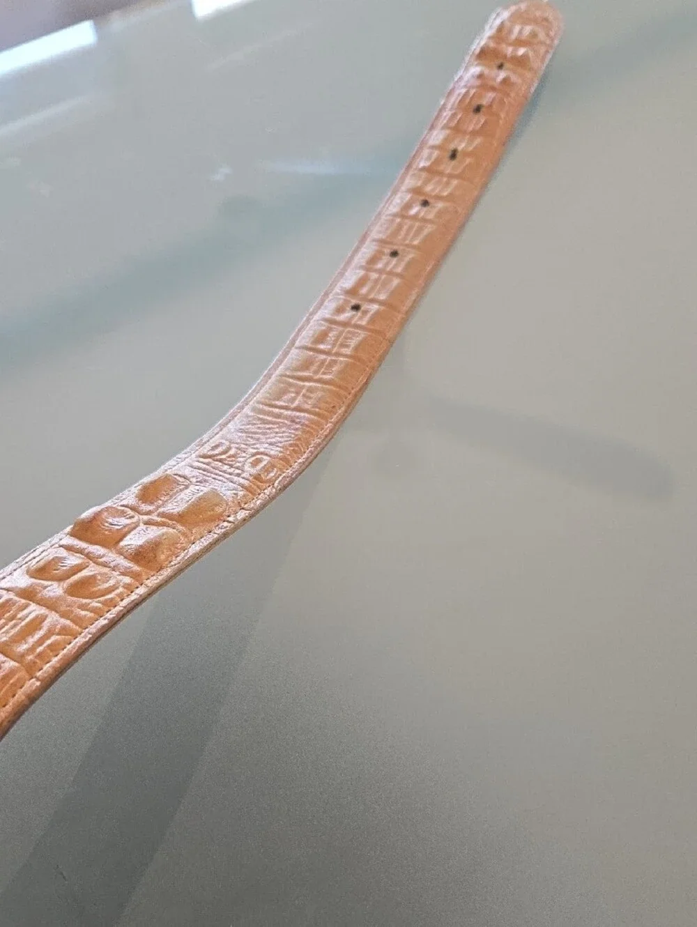 Lamo Tan Croc-Embossed Leather Belt